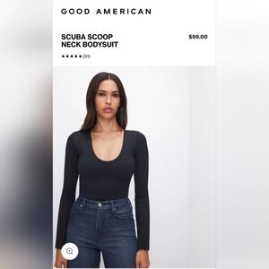 Good American Black Scuba Scoop Neck Bodysuit.  Small